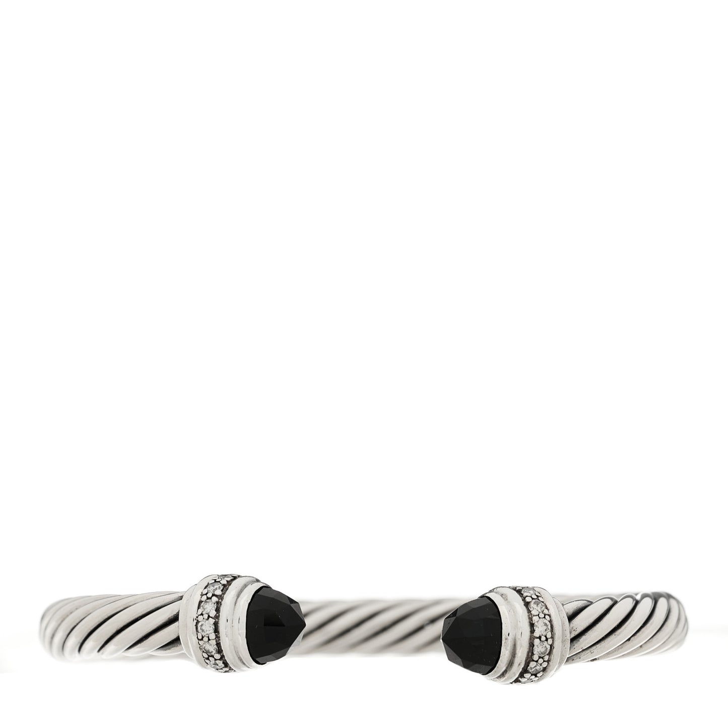 Sterling Silver Diamond Black Onyx 7mm Cable Classics Bracelet