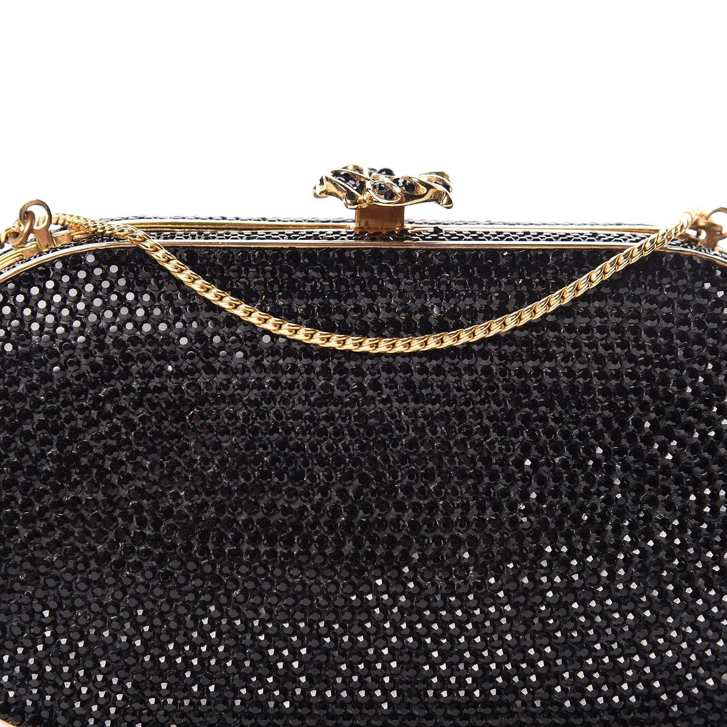 Swarovski Crystal Minaudiere Clutch Black Gold