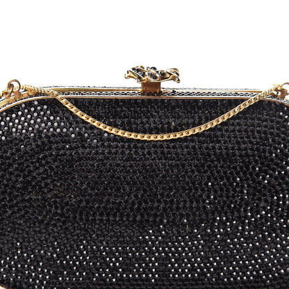 Judith Leiber Swarovski Crystal Minaudiere Clutch Black Gold 10 of 10