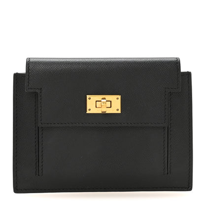 Hermes Veau Madame Kelly Pocket Compact Wallet Black 1 of 7