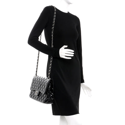 Chanel Patent Quilted Jumbo Double Flap Black 2 of 9