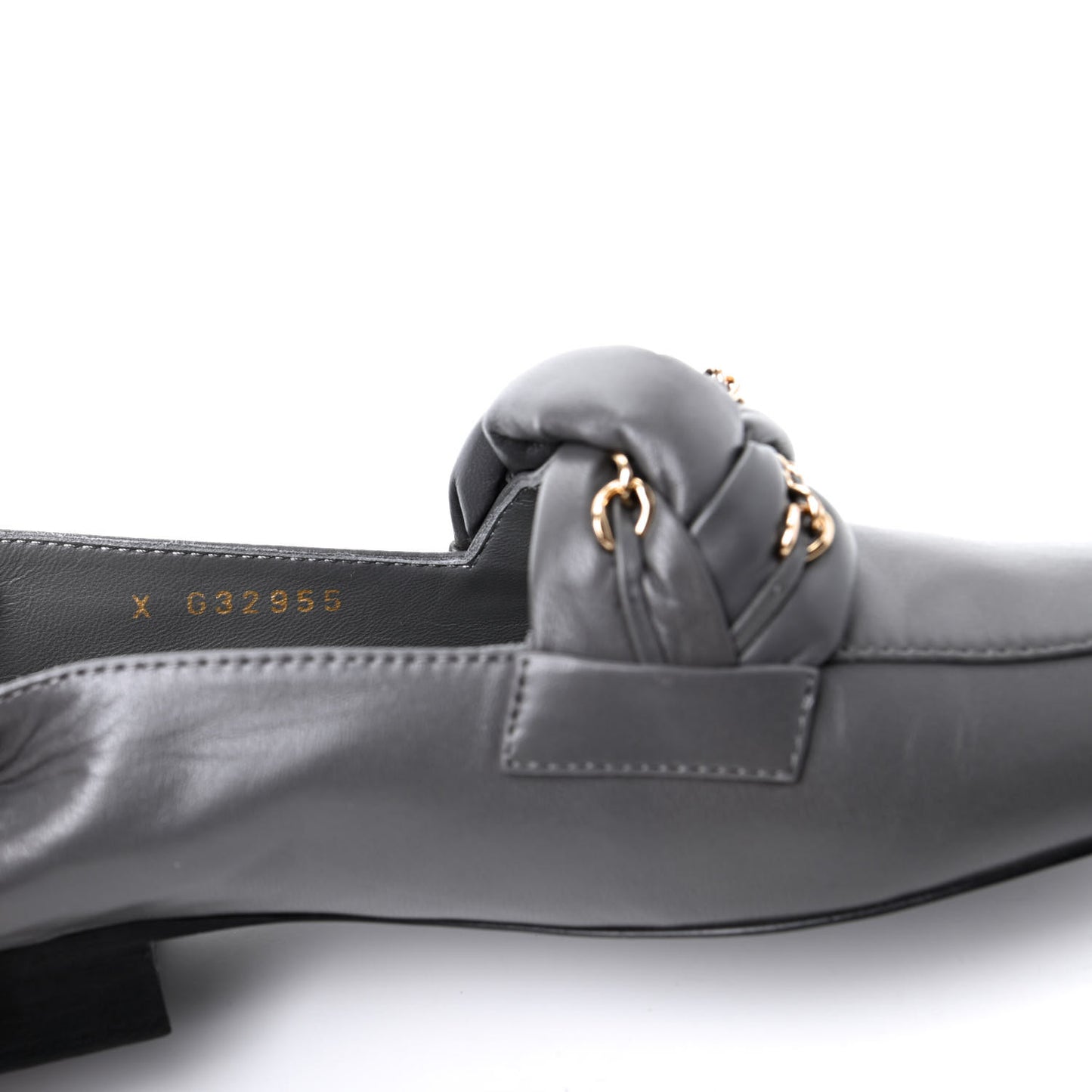 Lambskin CC Braided Chain Loafers 35.5 Grey