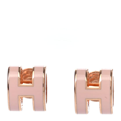 Hermes Rose Gold Lacquered Mini Pop H Earrings Rose Dragee 1 of 4