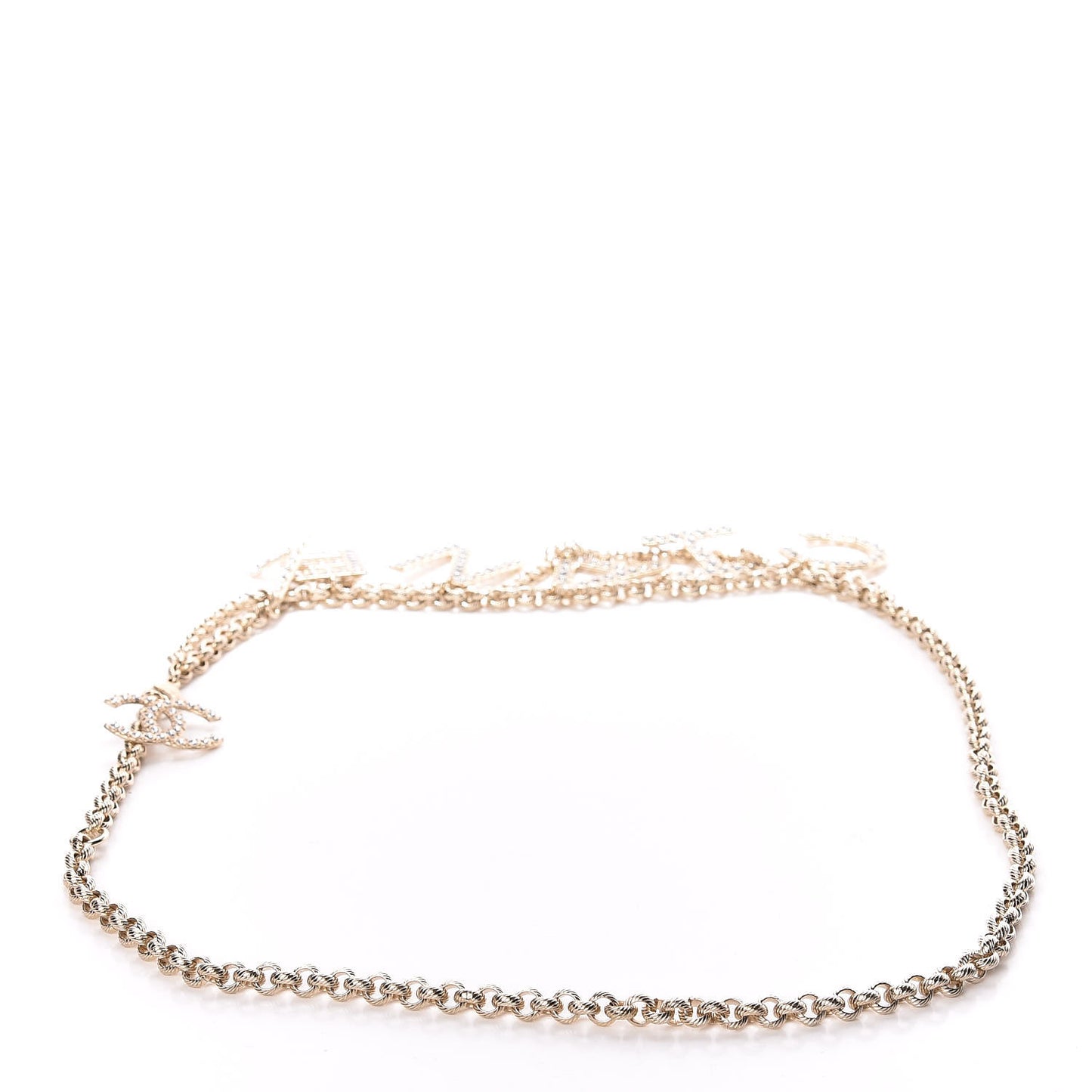 Metal Crystal 90's Icon Logo Chain Belt Gold
