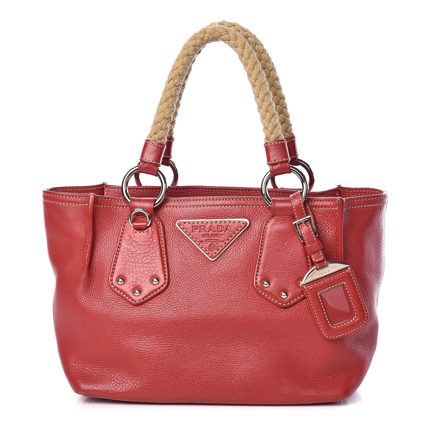 Vitello Daino Rope Mini Tote Rosso