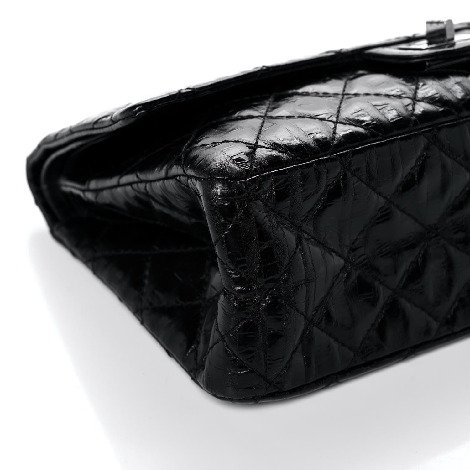 Chanel Metallic Calfskin Striped 2.55 Reissue 226 Flap Black 9 of 15