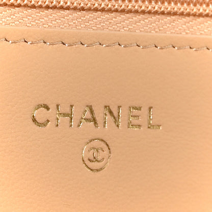 Chanel Lambskin Quilted Wallet On Chain WOC Beige Black 6 of 11