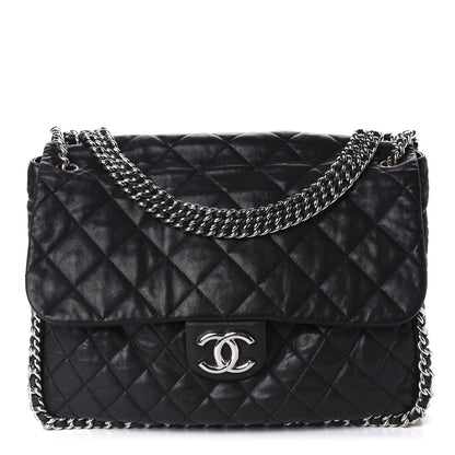 Chanel Washed Lambskin Quilted Maxi Chain Around Flap Black 1 of 12