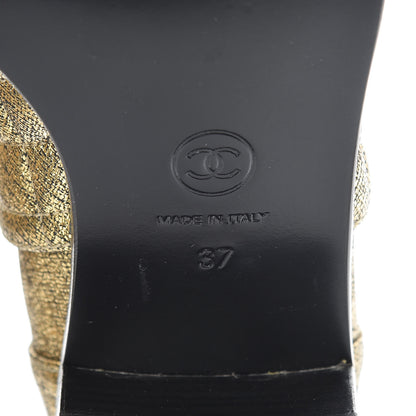 Chanel Metallic Goatskin Cap Toe Short Boots 37 Gold Black 6 of 10