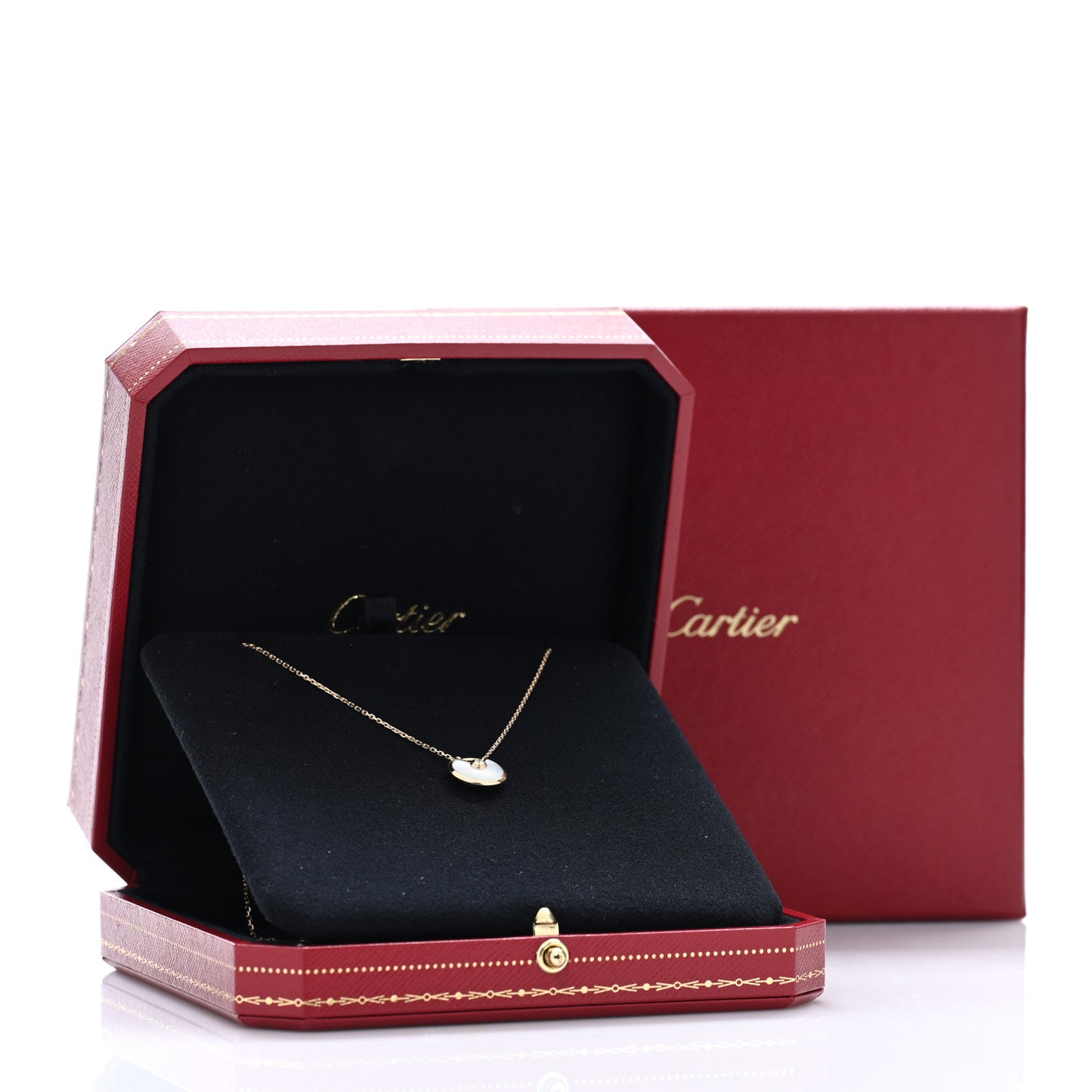 18K Yellow Gold Diamond Mother of Pearl XS Amulette de Cartier Pendant Necklace