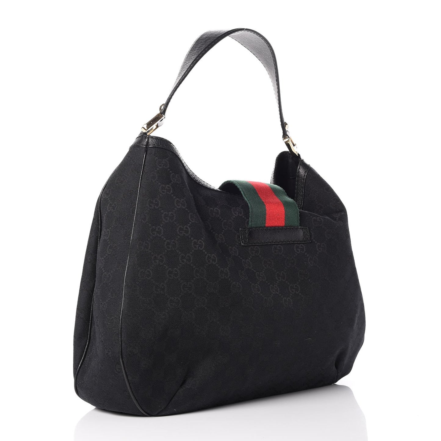 Monogram Large New Ladies Web Hobo Black