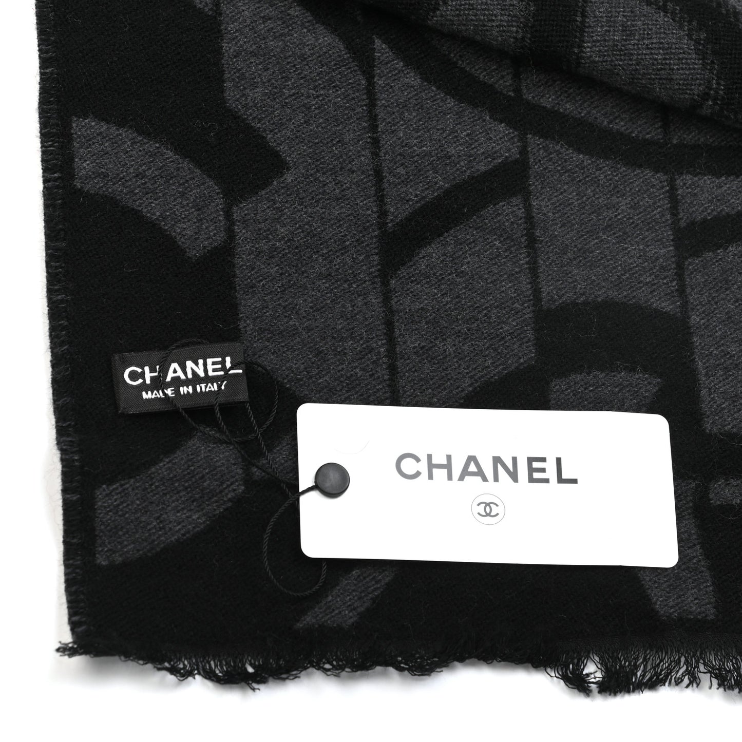 Wool Silk CC Scarf Grey Black