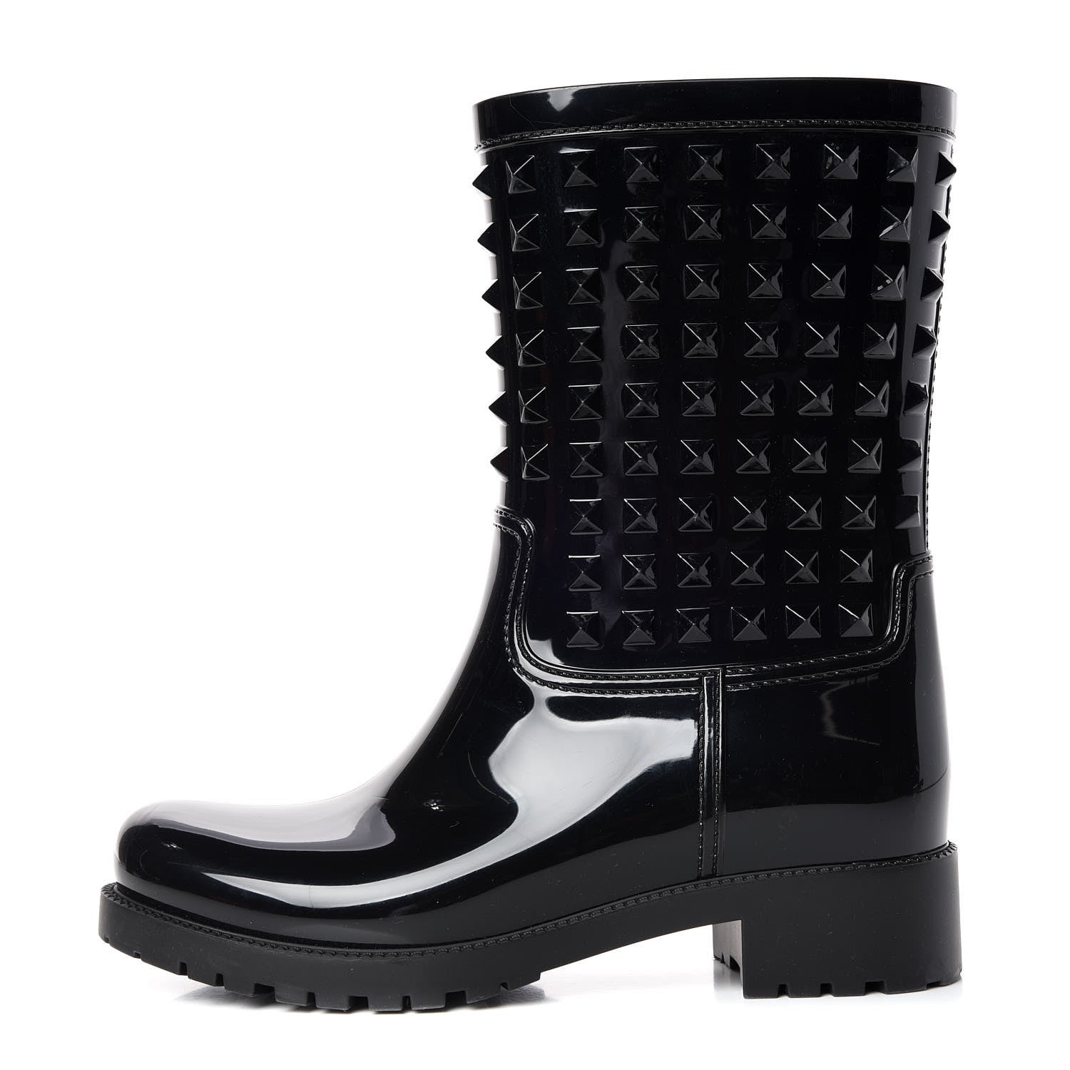 Valentino Garavani Rubber Rockstud Short Rainboots 38 Black 1 of 7