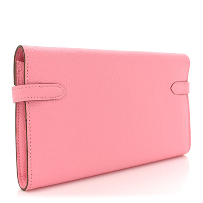 Hermes Chevre Mysore Kelly Longue Wallet Rose Confetti 3 of 10