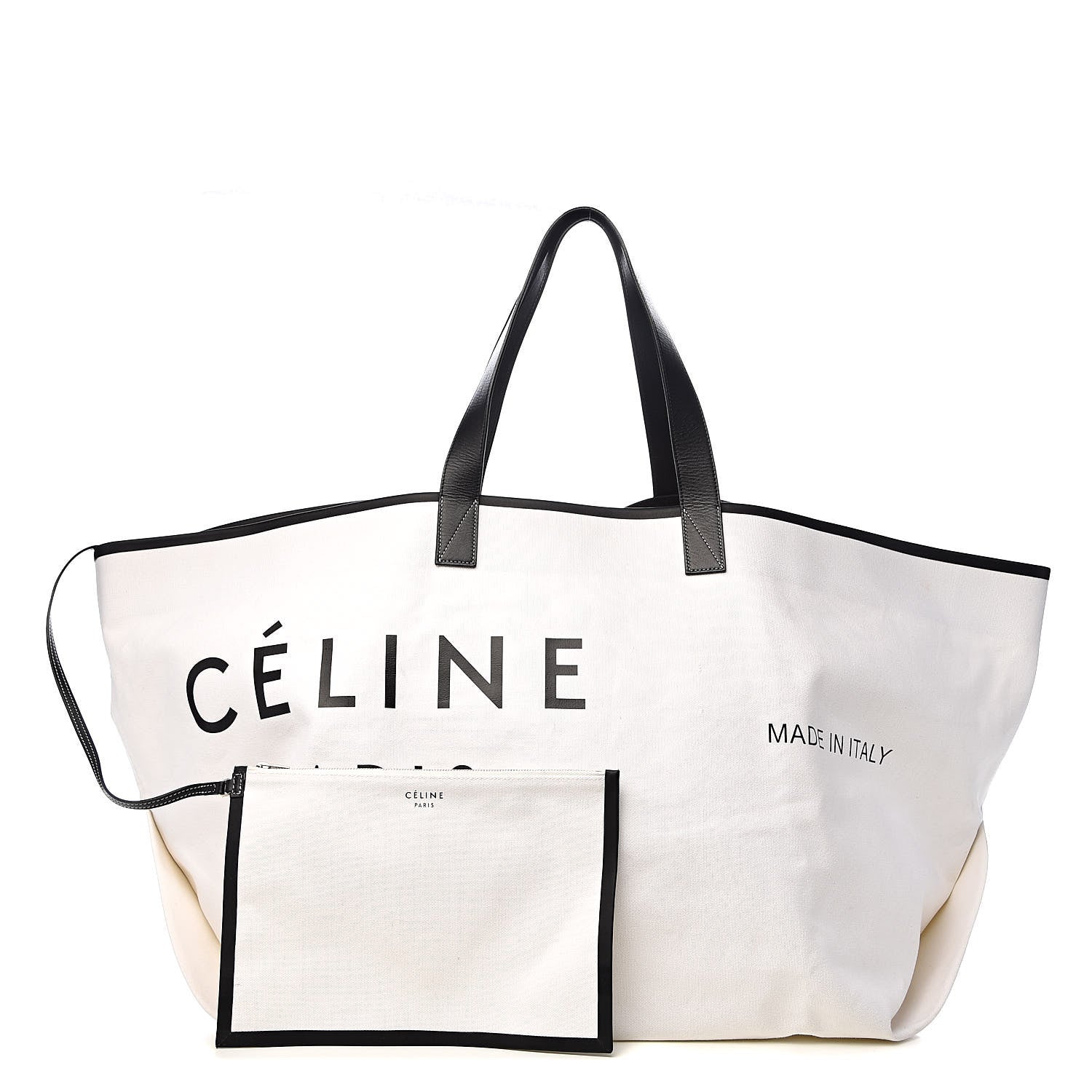 Celine Textile Large Made In Tote White Black 1 of 13