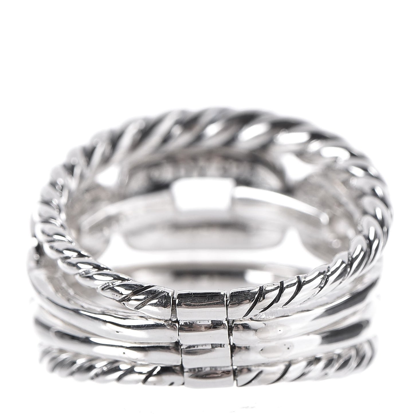 Sterling Silver Diamond Wellesley Link 4 Row Ring 53.5 6.5