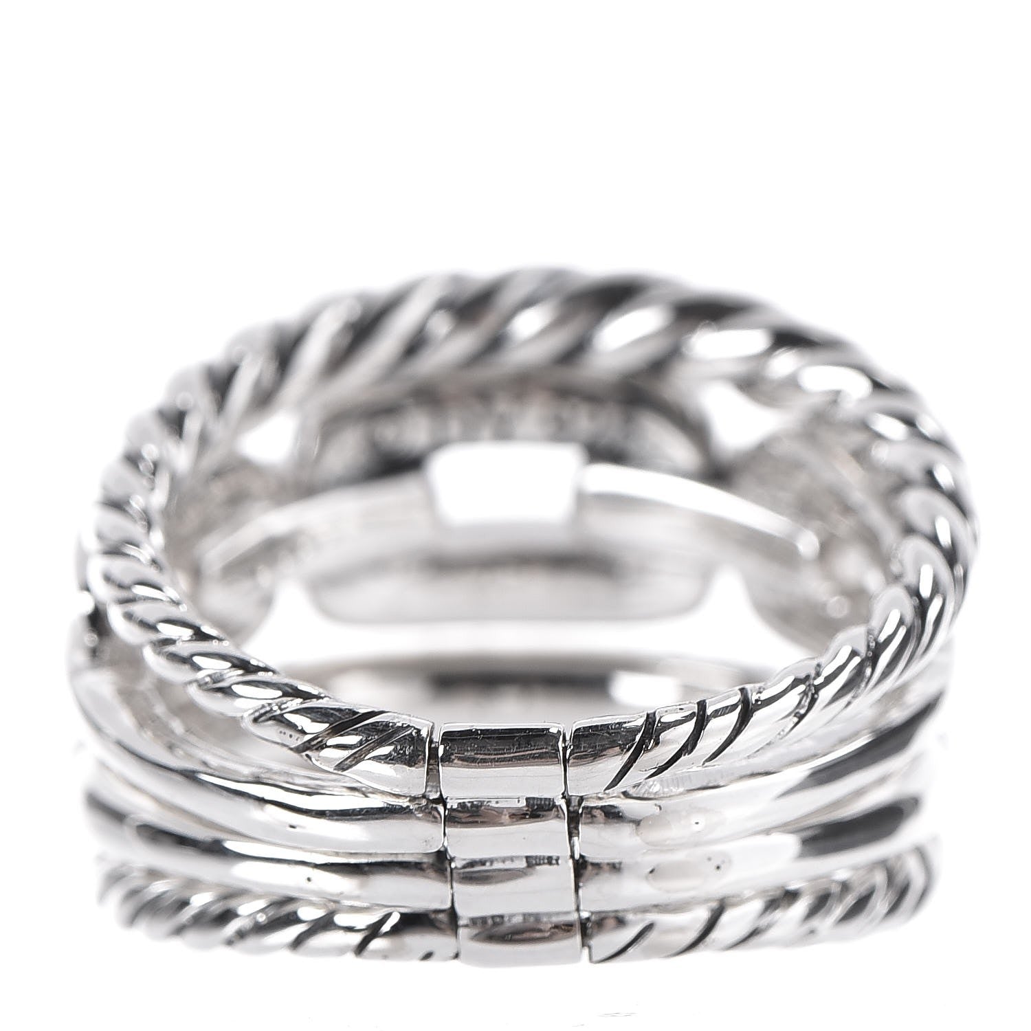 David Yurman Sterling Silver Diamond Wellesley Link 4 Row Ring 53.5 6.5 3 of 5