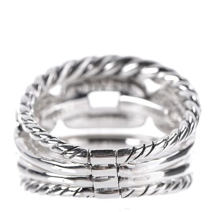 David Yurman Sterling Silver Diamond Wellesley Link 4 Row Ring 53.5 6.5 3 of 5