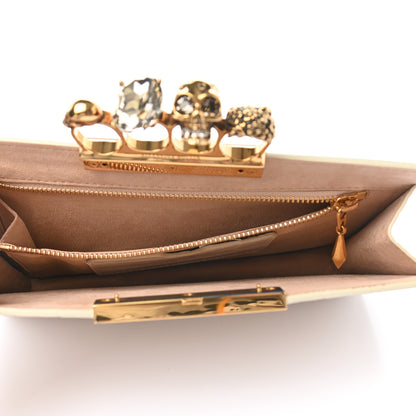 Alexander McQueen Calfskin Crocodile Embossed Knuckle Flat Clutch Ivory 5 of 8