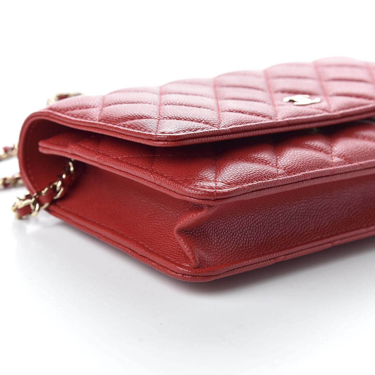 Caviar Quilted Wallet On Chain WOC Red