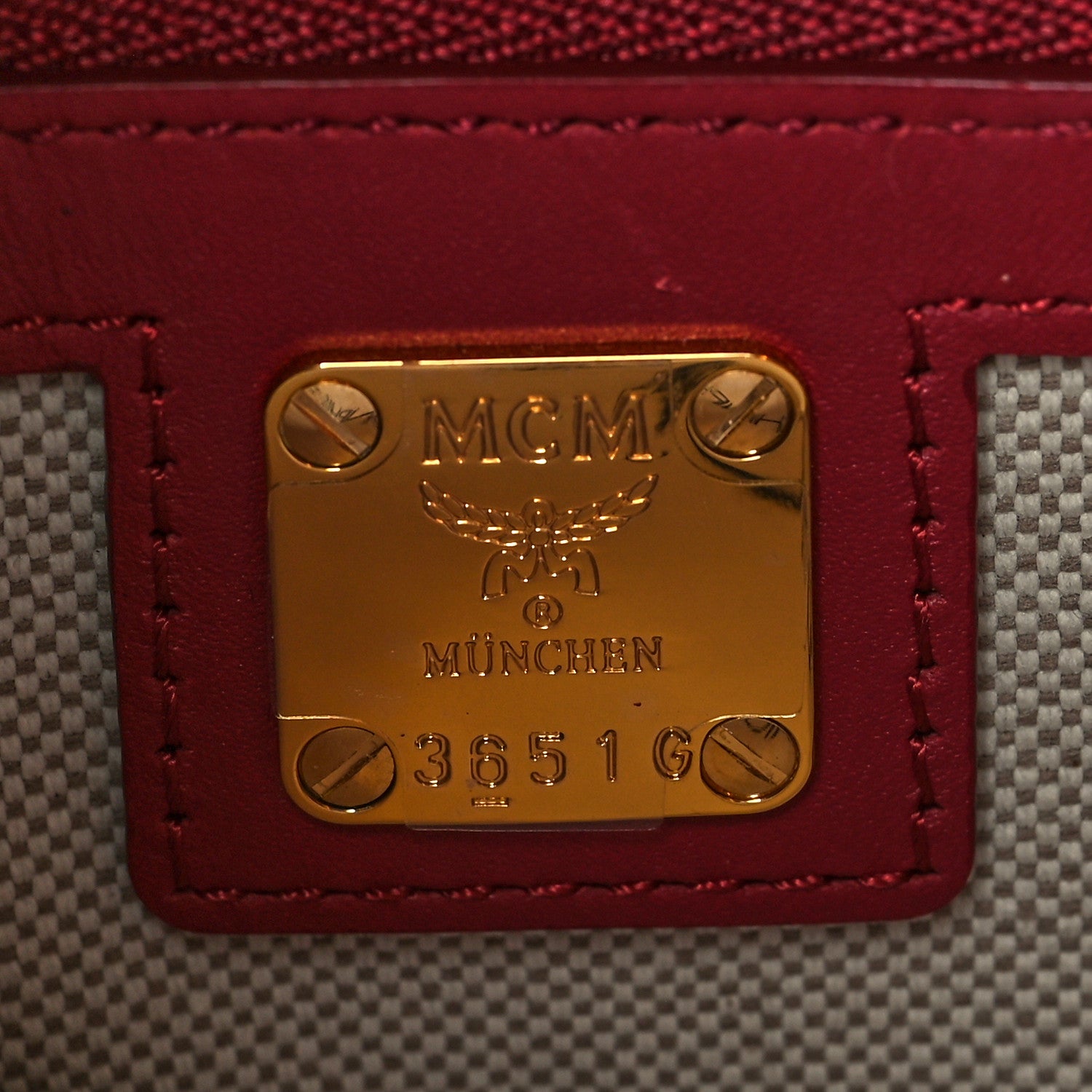 MCM Jacquard Monogram Small Tote Red 5 of 12