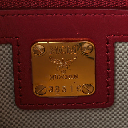 MCM Jacquard Monogram Small Tote Red 5 of 12
