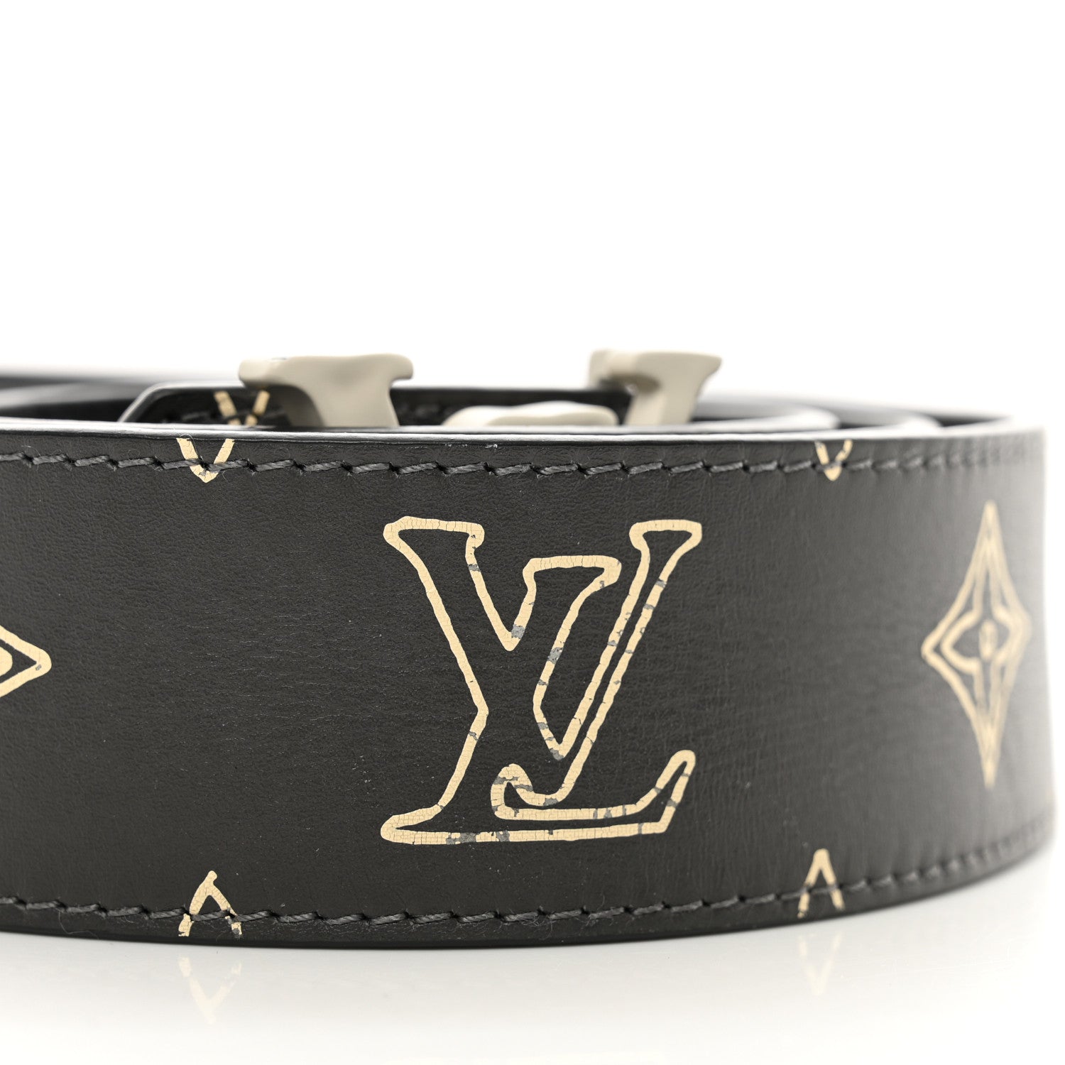 Louis Vuitton Monogram 40mm LV Shape Belt 100 40 Black White 6 of 6