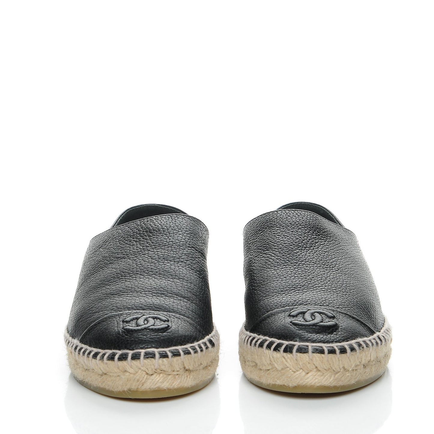 Grained Calfskin CC Espadrilles 39 Black