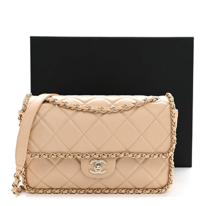 Chanel Crumpled Calfskin Medium Chain All Over Flap Beige 11 of 11