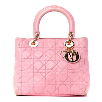 Christian Dior Grained Calfskin Cannage Medium Lady Dior Pink 1 of 10