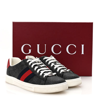 Gucci GG Supreme Monogram Web Mens New Ace Sneakers 8.5 Black 10 of 10