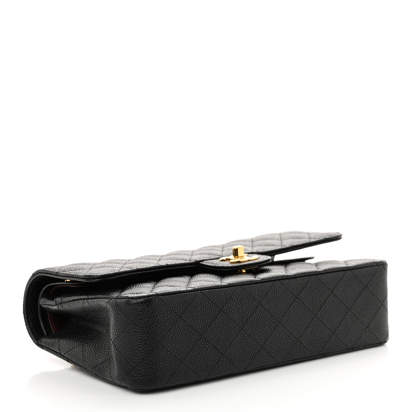 Caviar Quilted Medium Double Flap Black