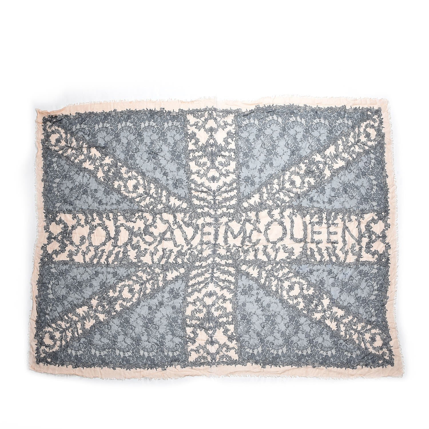 Alexander McQueen Modal Cashmere Spine Lace God Save McQueen Scarf Pink 3 of 5