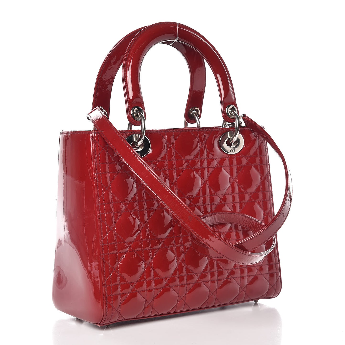 Patent Cannage Medium Lady Dior Red