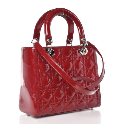 Christian Dior Patent Cannage Medium Lady Dior Red 3 of 16
