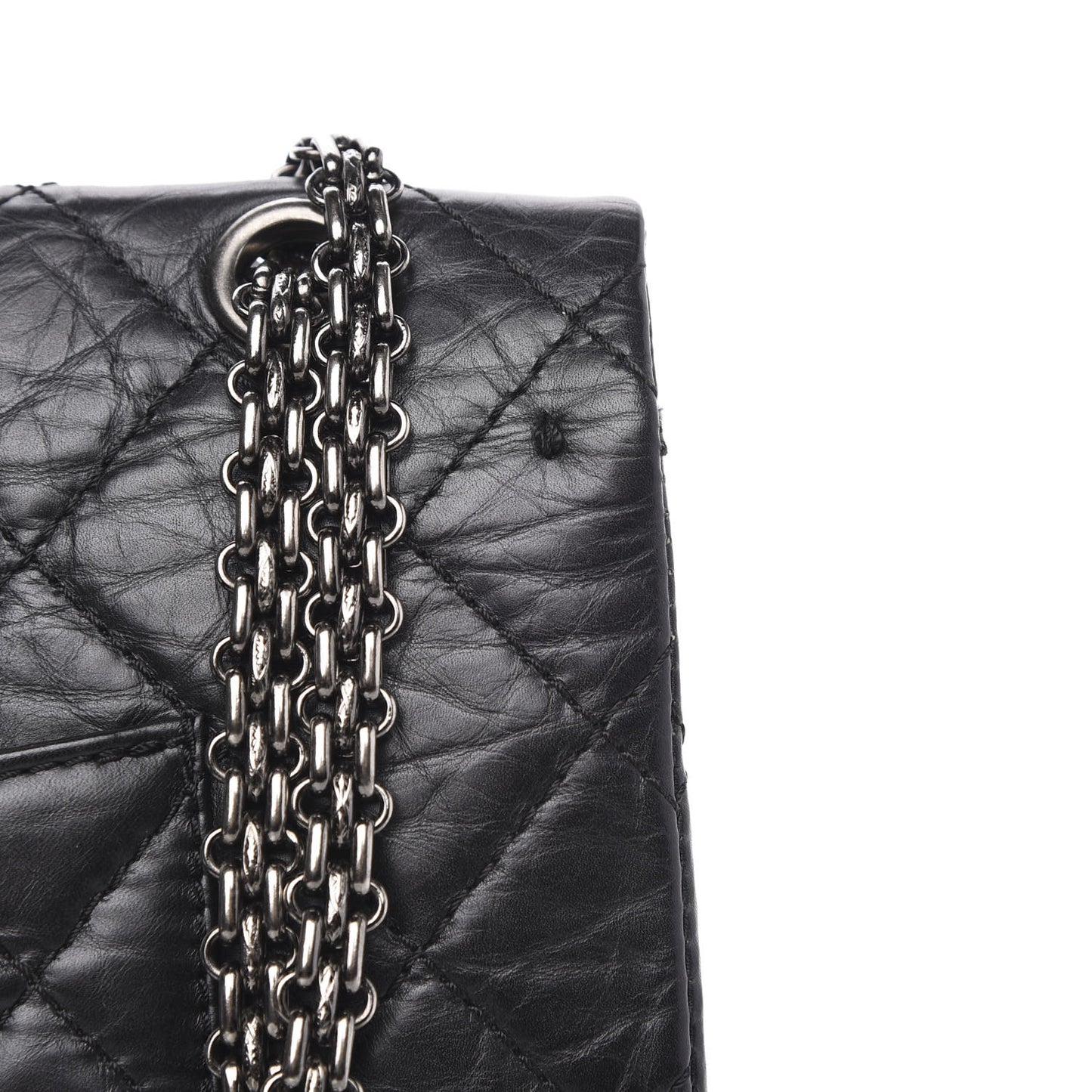 Aged Calfskin Quilted 2.55 Reissue 227 Flap Black