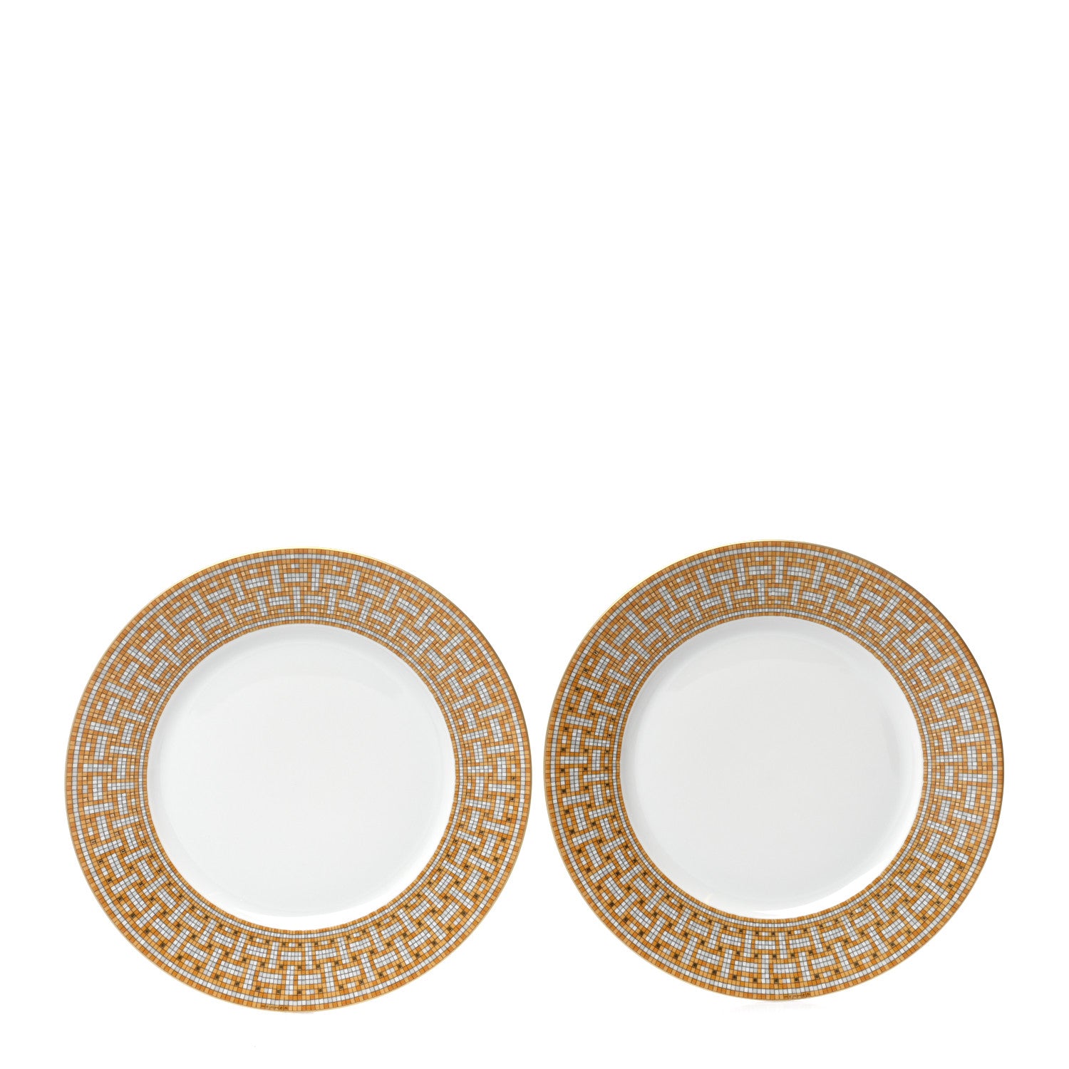Hermes Porcelain Mosaique Au 24 Gold Dinner Plate Set of 2 1 of 7