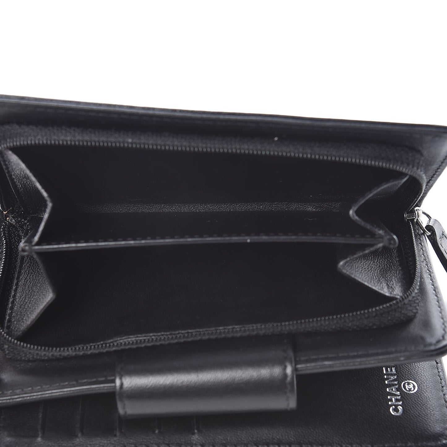 Lambskin Quilted Boy Large Zip Pocket Wallet Black