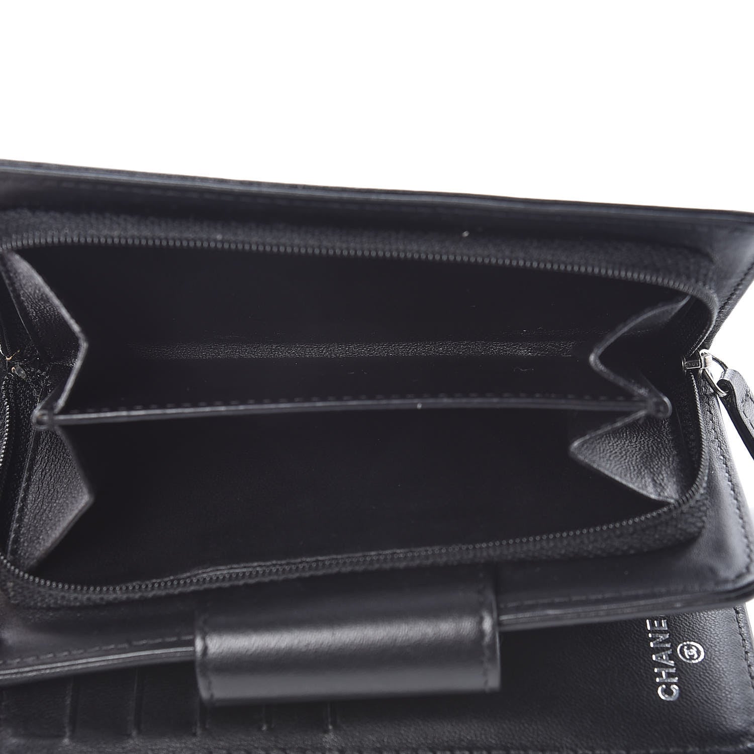 Chanel Lambskin Quilted Boy Large Zip Pocket Wallet Black 6 of 10