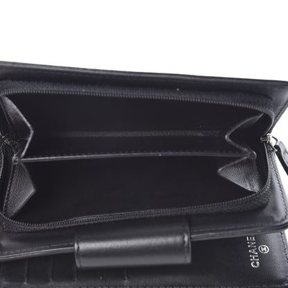 Chanel Lambskin Quilted Boy Large Zip Pocket Wallet Black 6 of 10
