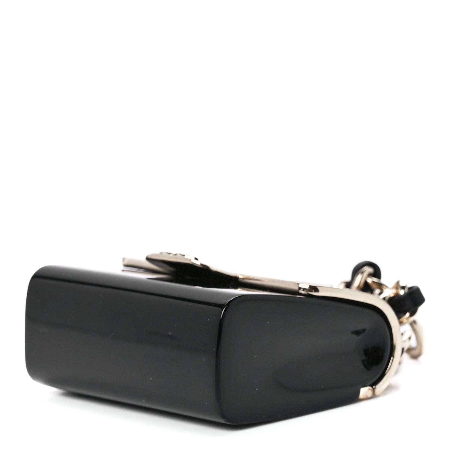 Chanel Metal Resin Lambskin Quilted Minaudiere Keychain Golden Black 8 of 10