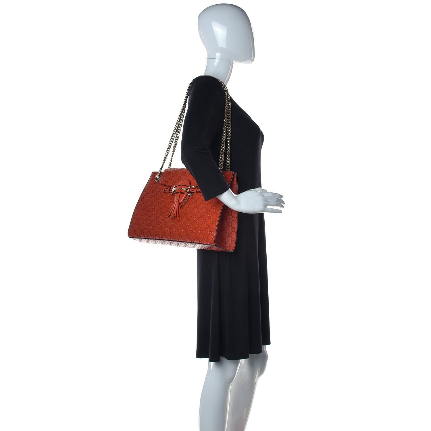 Gucci Guccissima Large Emily Chain Shoulder Bag Sun Orange 2 of 9