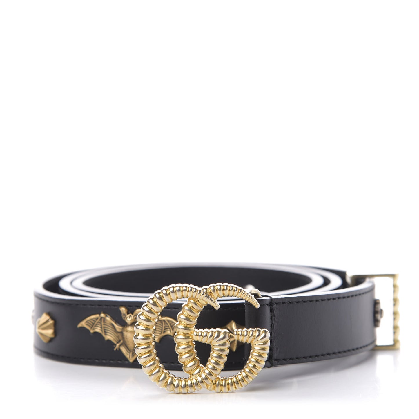 Calfskin Star Studded Torchon Double G Belt 95 38 Black