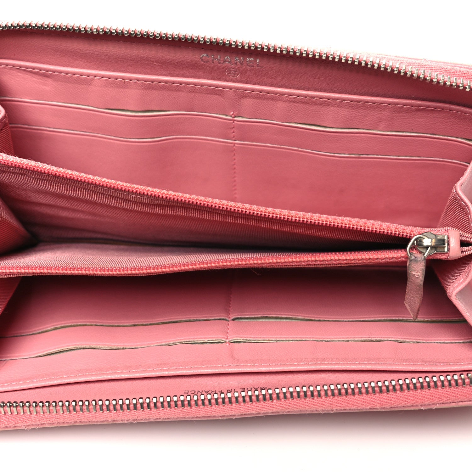 Chanel Lambskin Quilted Large Gusset Zip Around Wallet Pink 5 of 15