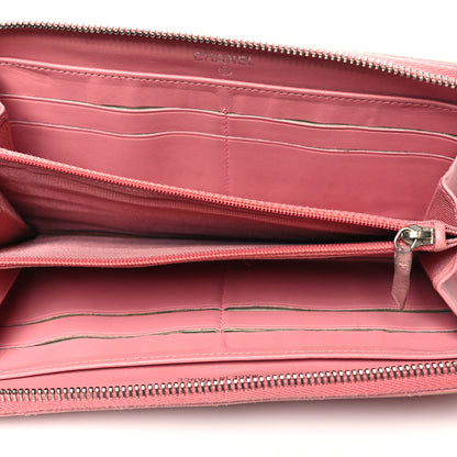 Chanel Lambskin Quilted Large Gusset Zip Around Wallet Pink 5 of 15