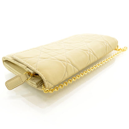 Christian Dior Lambskin Cannage Rendezvous Chain Wallet Beige 4 of 7
