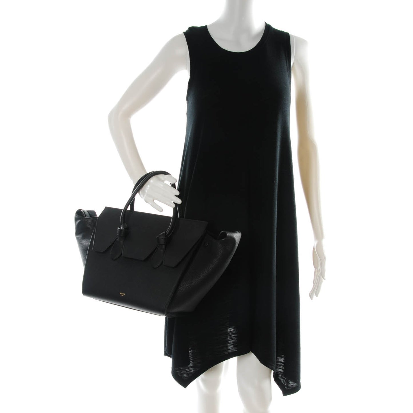 Crisped Calfskin Small Tie Knot Tote Black