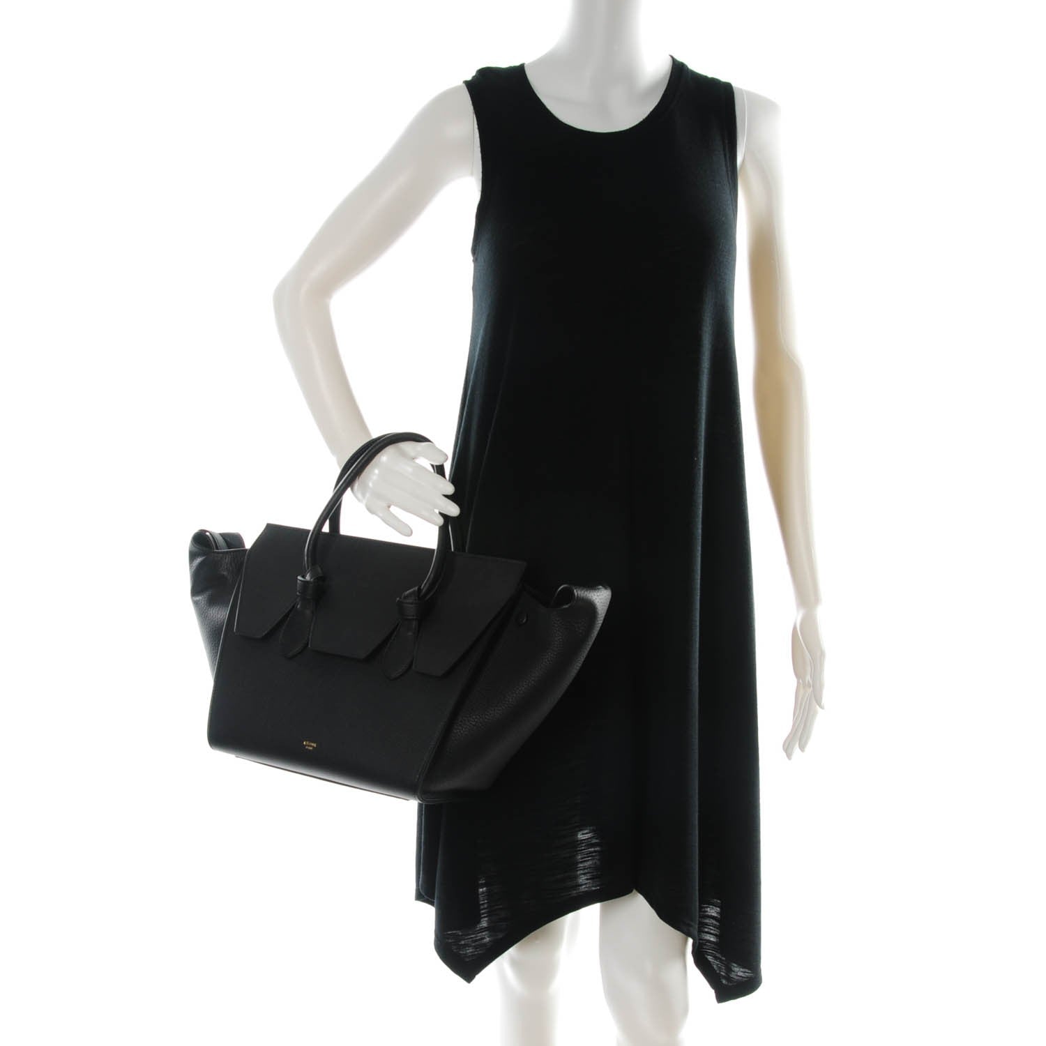Celine Crisped Calfskin Small Tie Knot Tote Black 2 of 7