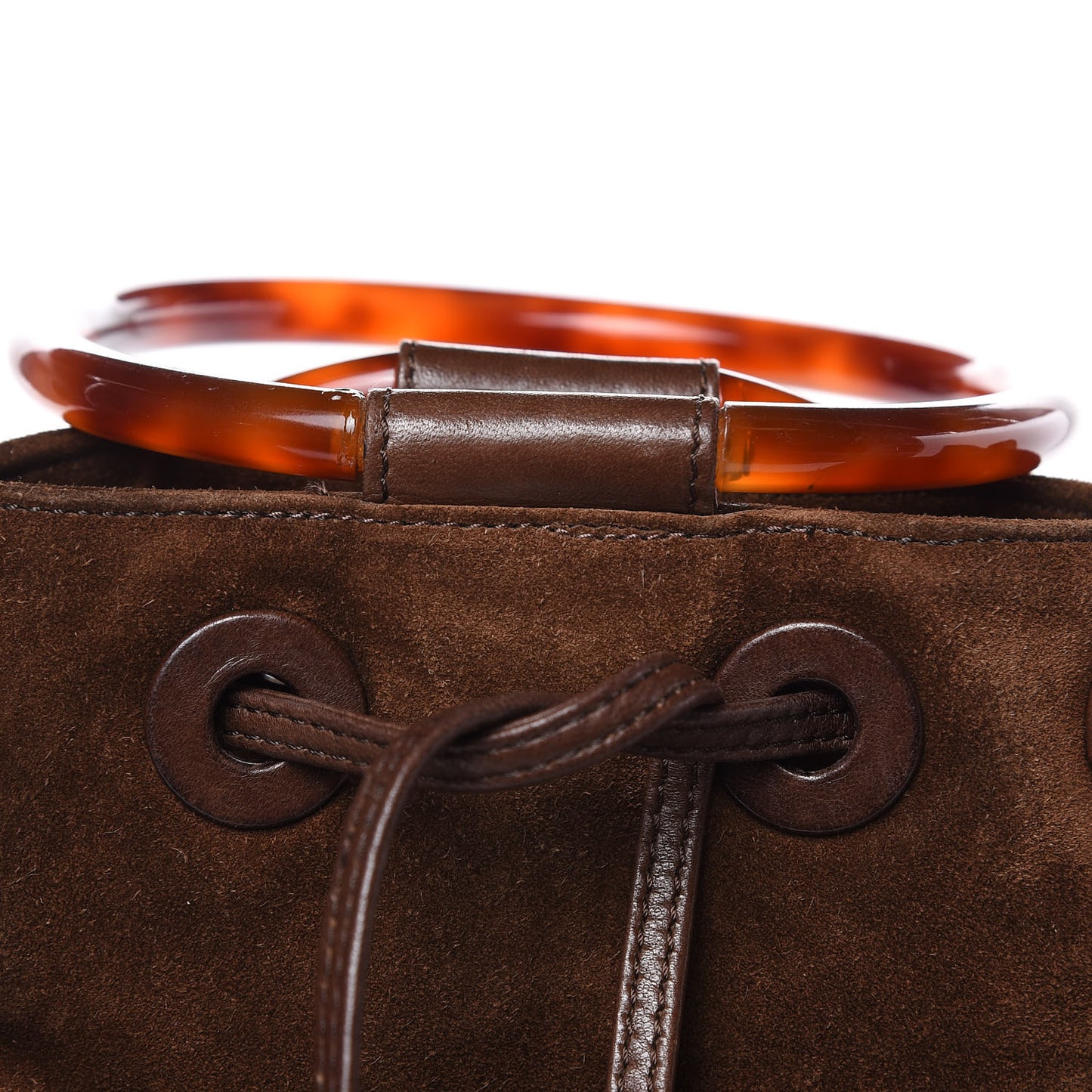 Suede Tortoise CC Drawstring Tote Brown
