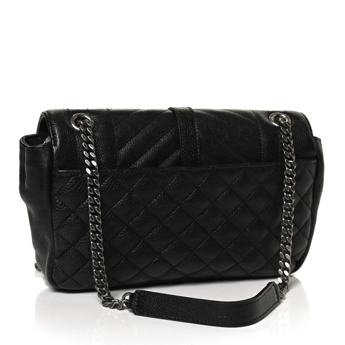 Sheepskin Tri-Quilt Monogram Medium College Bag Black